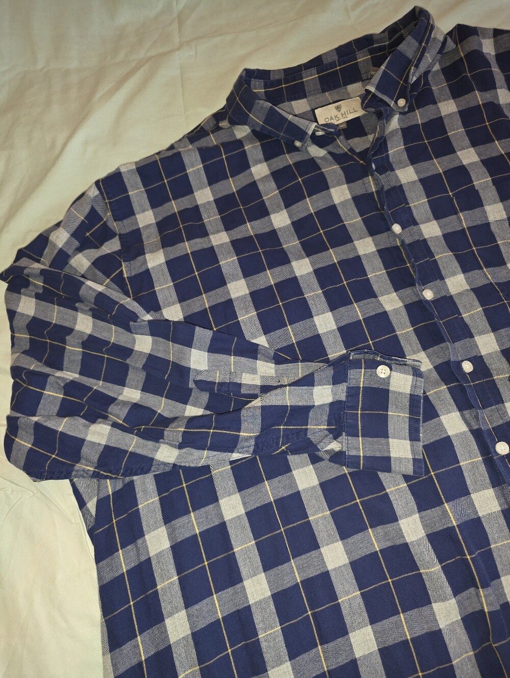 Oak Hill Men's 4XLT Blue White Plaid Long Sleeve Button Down Shirt Tall Size